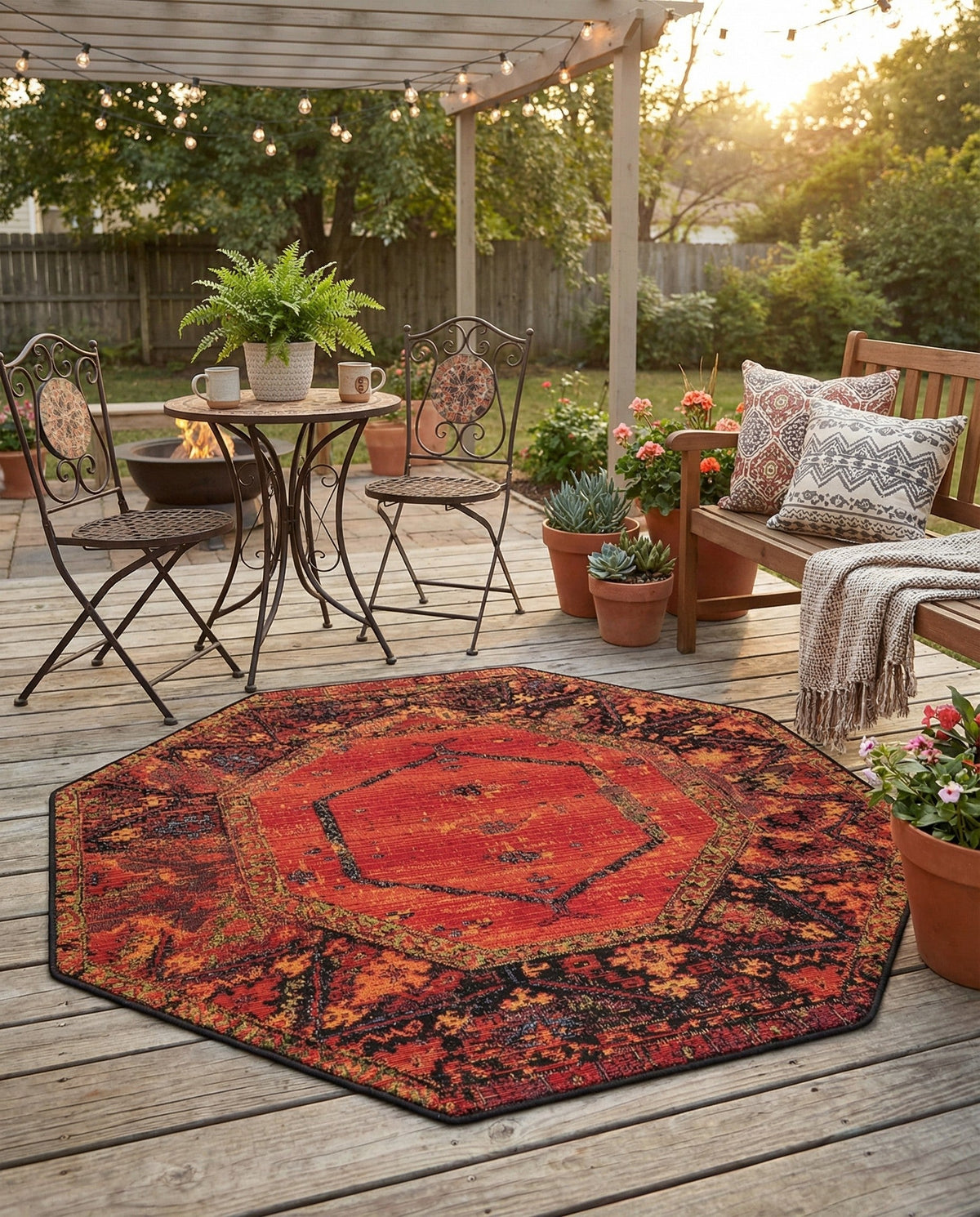 Safari Escape Rugs Collection Area Rug - Serengeti Octagon Multi  lifestyle 134