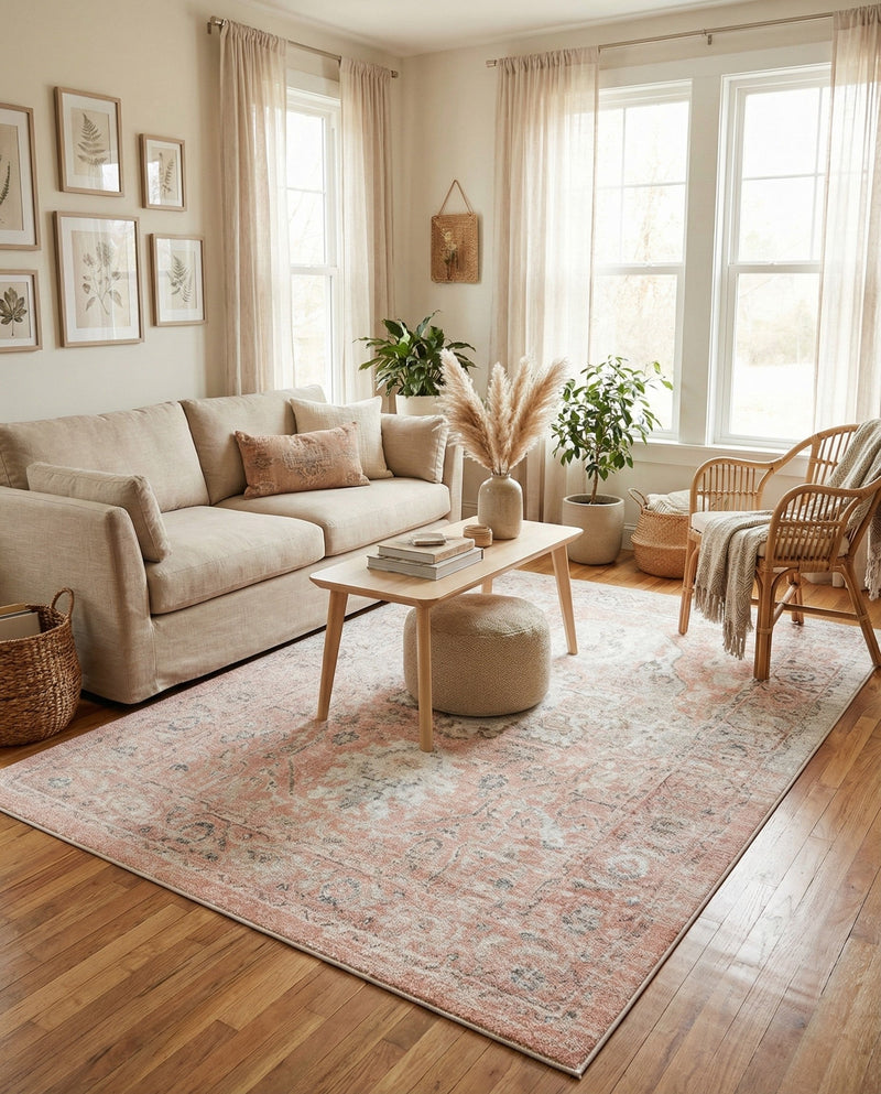 Parisian Elegance Collection Area Rug - Versailles (Rose Pink) Rectangle Rose Pink  lifestyle 28