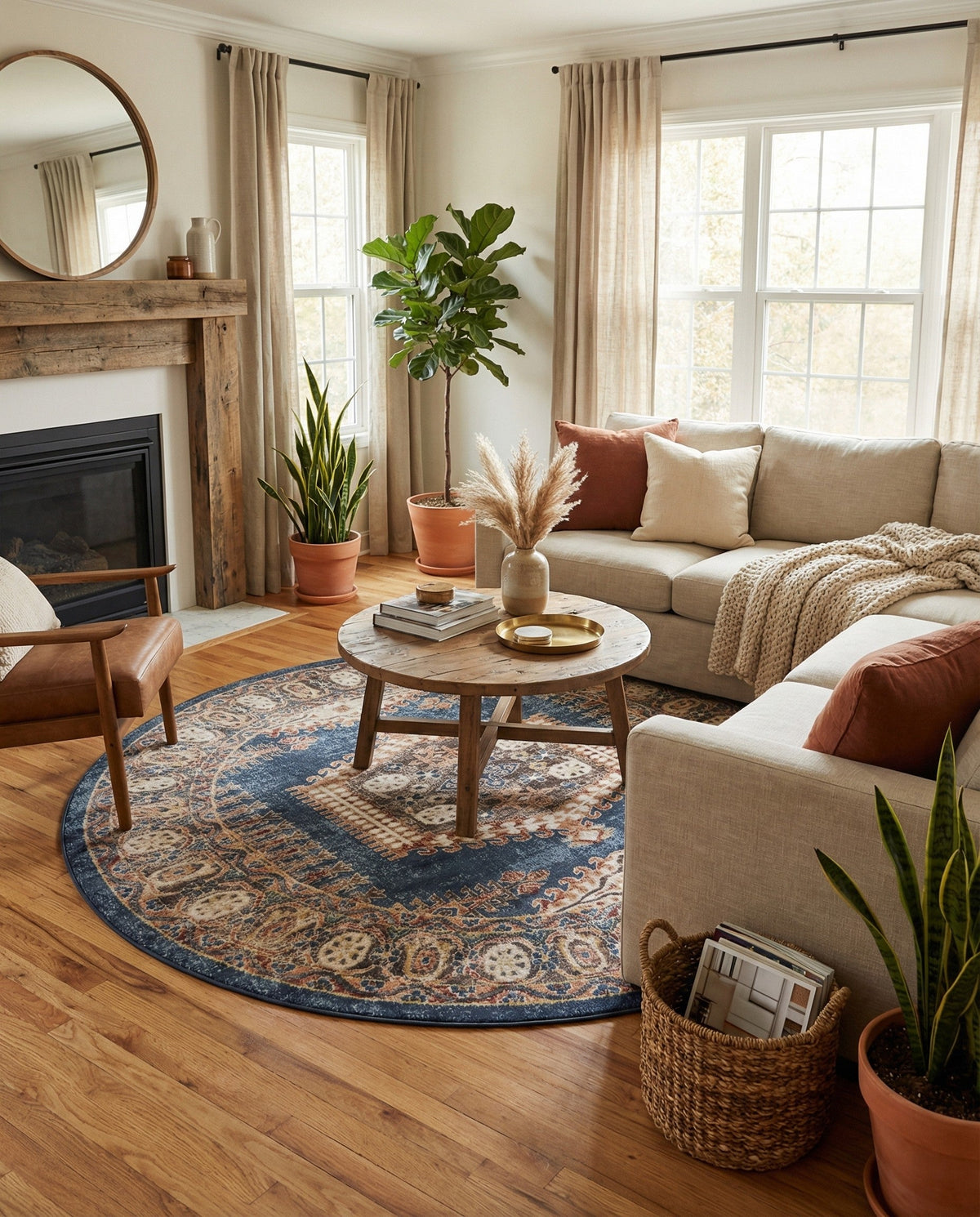Eden Oasis Collection Area Rug -  Refuge (Blue) Round Blue  lifestyle 87