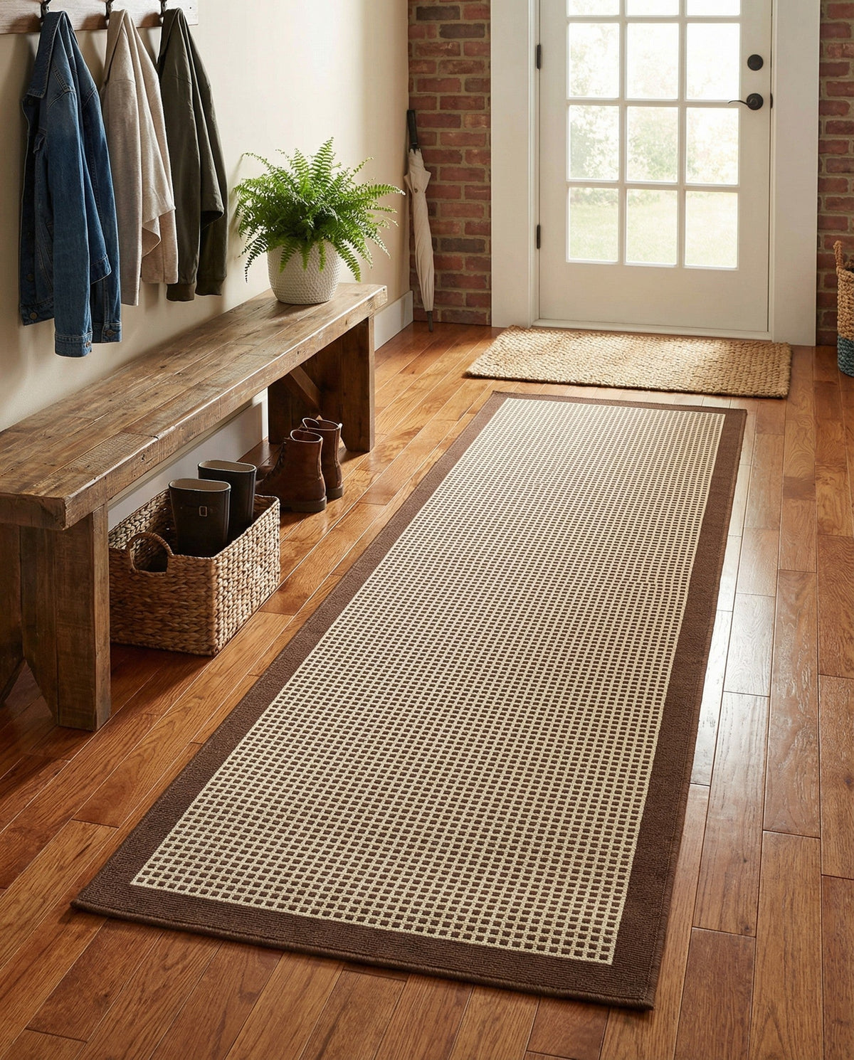 Terrace Fringe Collection Area Rug - Oceanside Runner Brown  lifestyle 156