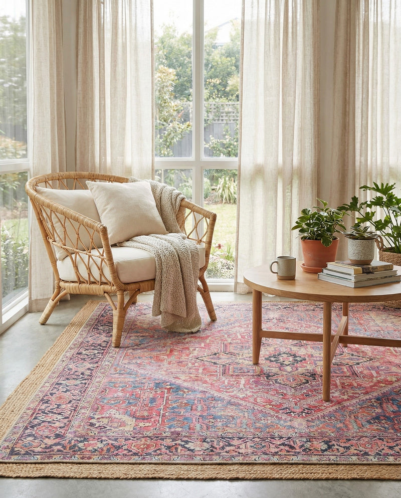 Heritage Elegance Collection Area Rug -  Alhambra Square Red  lifestyle 70