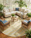 Urban Oasis Rugs Collection Area Rug -  District (Yellow and Aqua) Round Yellow and Aqua  lifestyle 55