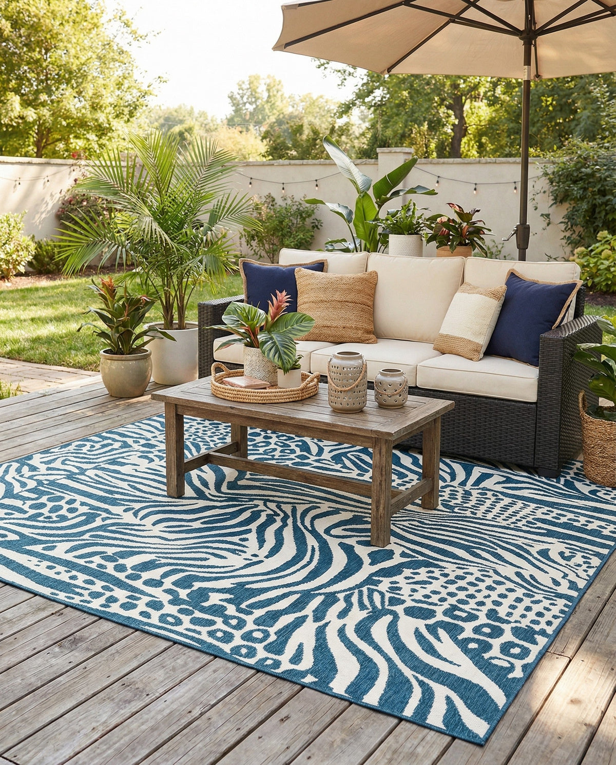 Savannah Escape Collection Area Rug -  Masai Rectangle Navy Blue and Ivory  lifestyle 17