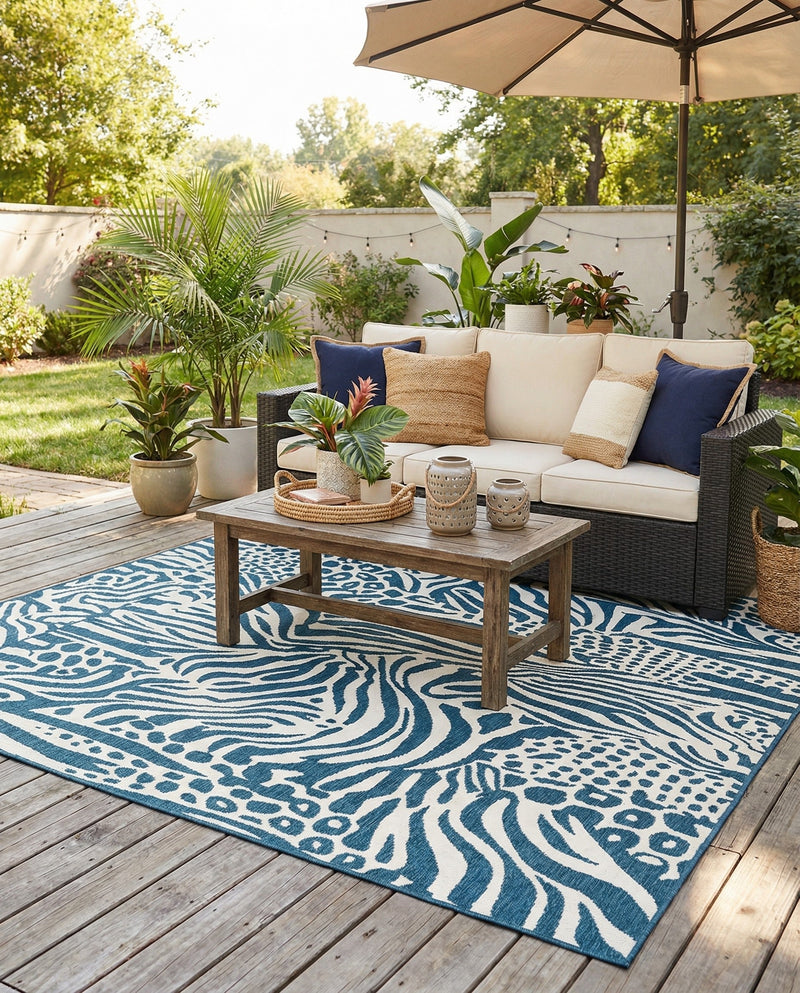 Savannah Escape Collection Area Rug -  Masai Rectangle Navy Blue and Ivory  lifestyle 17
