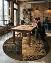Bistro Lounge Collection Area Rug -  Lungo Round Beige  lifestyle 72