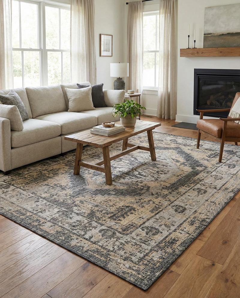 Patio Heritage Collection Area Rug -  Augusta (Charcoal) Rectangle Charcoal  lifestyle 21