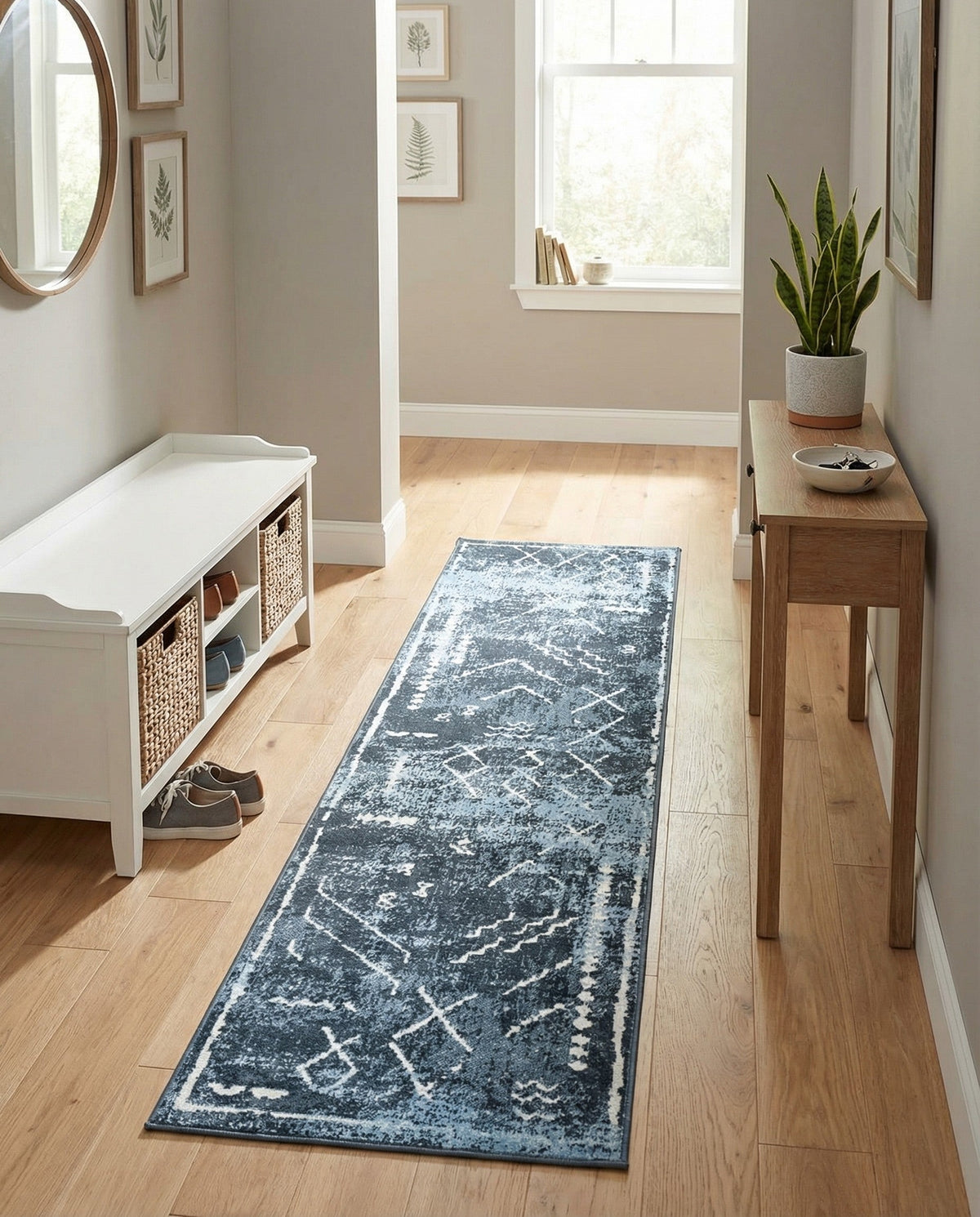 Aegean Elegance Washables Collection Area Rug - Santorini Runner Navy Blue  lifestyle 146