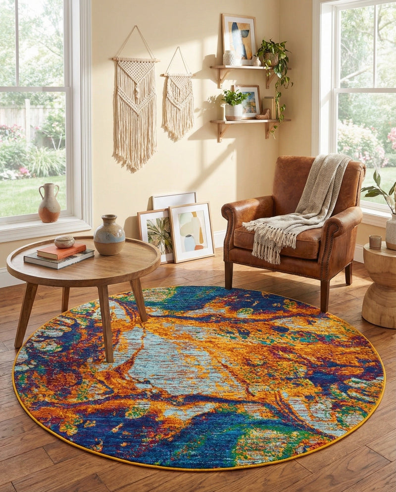 Caribbean Cove Collection Area Rug -  Bequia Round Multi  lifestyle 26