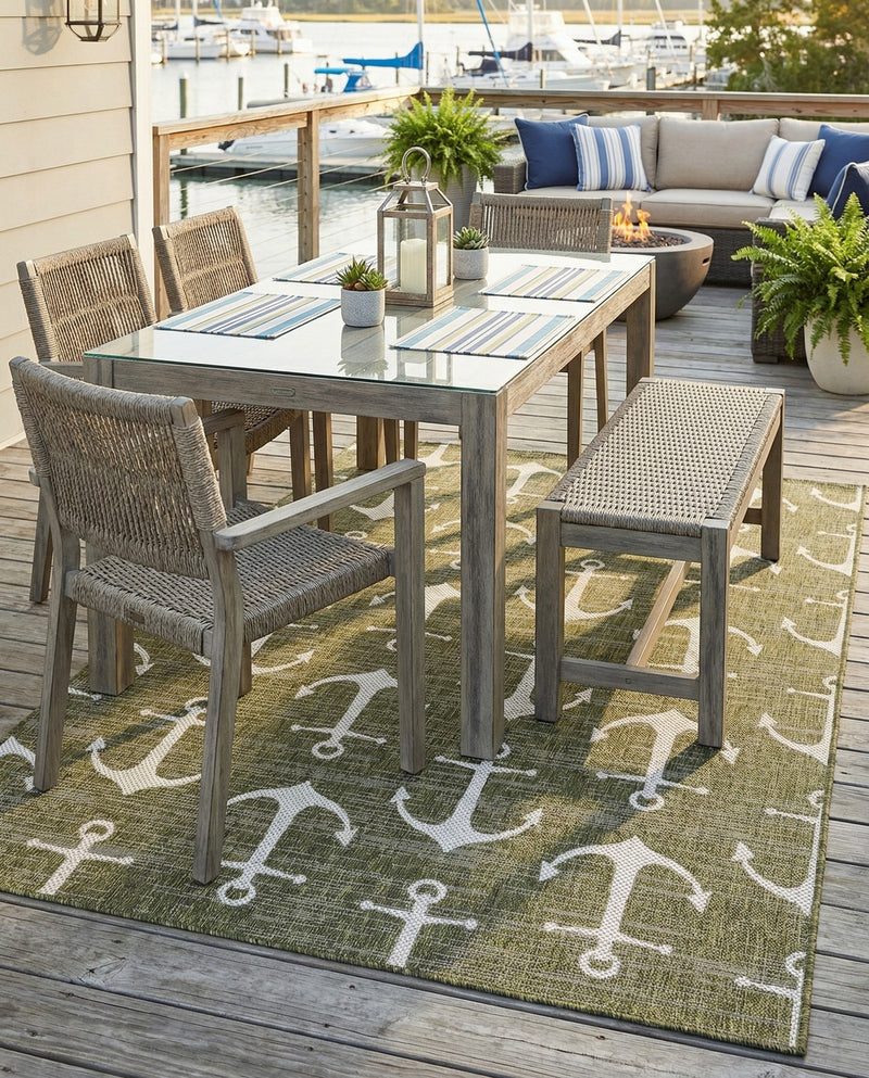 Seaside Haven Rugs Collection Area Rug - Sapphire (Green) Rectangle Green  lifestyle 13