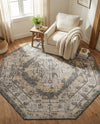 Patio Heritage Collection Area Rug -  Augusta (Charcoal) Octagon Charcoal  lifestyle 79