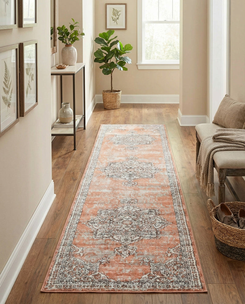 Mykonos Manor Collection Area Rug -  Tinos (Salmon Pink) Runner Salmon Pink  lifestyle 67