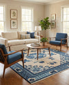Bazaar Chic Collection Area Rug -  Casablanca Rectangle Ivory and Blue  lifestyle 17