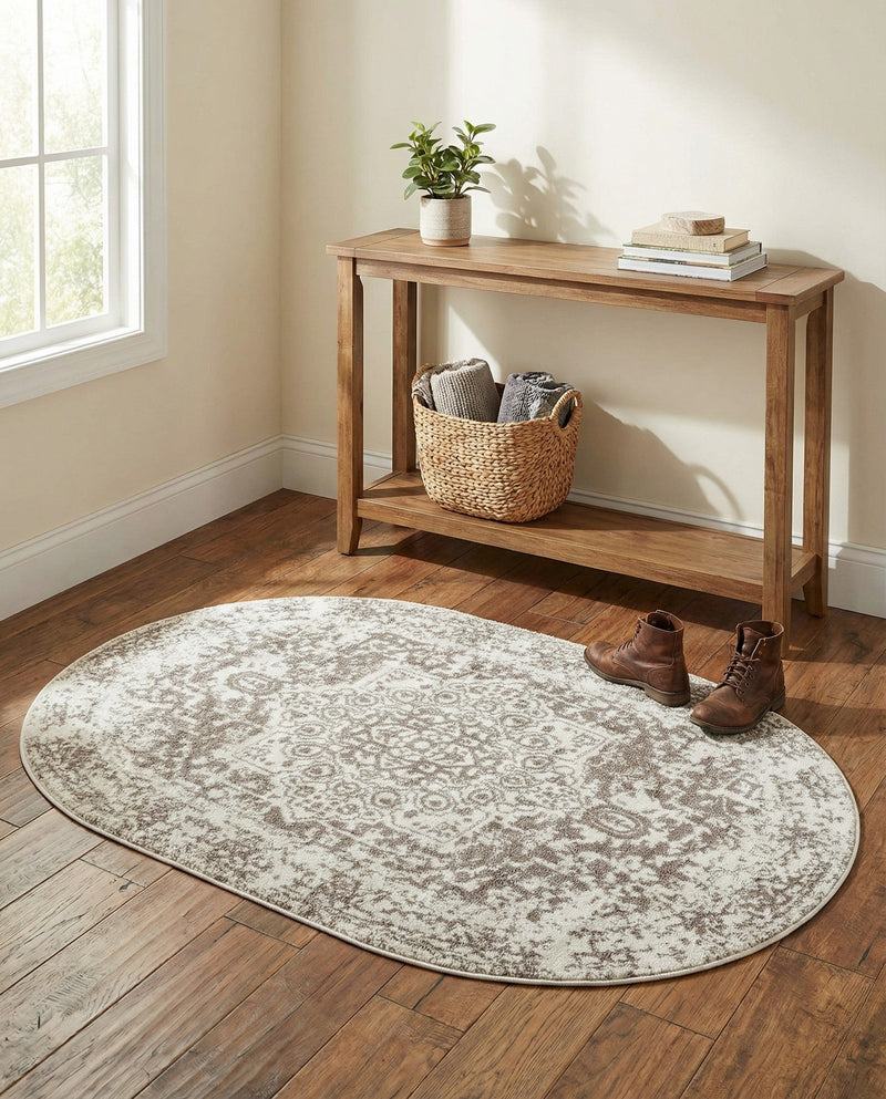 Georgetown Rugs Collection Area Rug - Dupont (White) Oval White  lifestyle 51