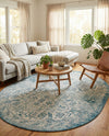 Tribal Terrace Treasures Collection Area Rug - Mayan Marina (Teal) Oval Teal  lifestyle 70