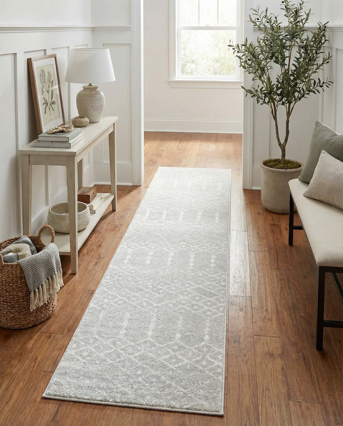 Marrakesh Lattice Collection Area Rug - Casablanca (Light Gray) Runner Light Gray  lifestyle 91
