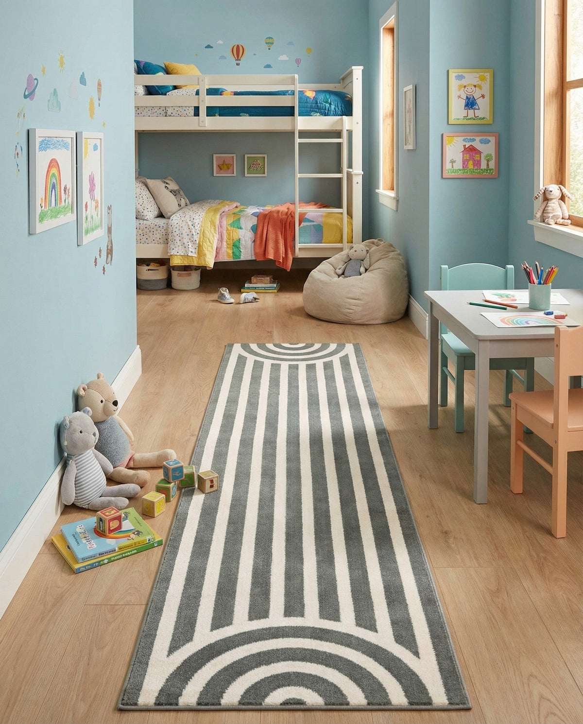 Wonder Tykes Collection Area Rug -  Joydale Runner Gray and Silver  lifestyle 191