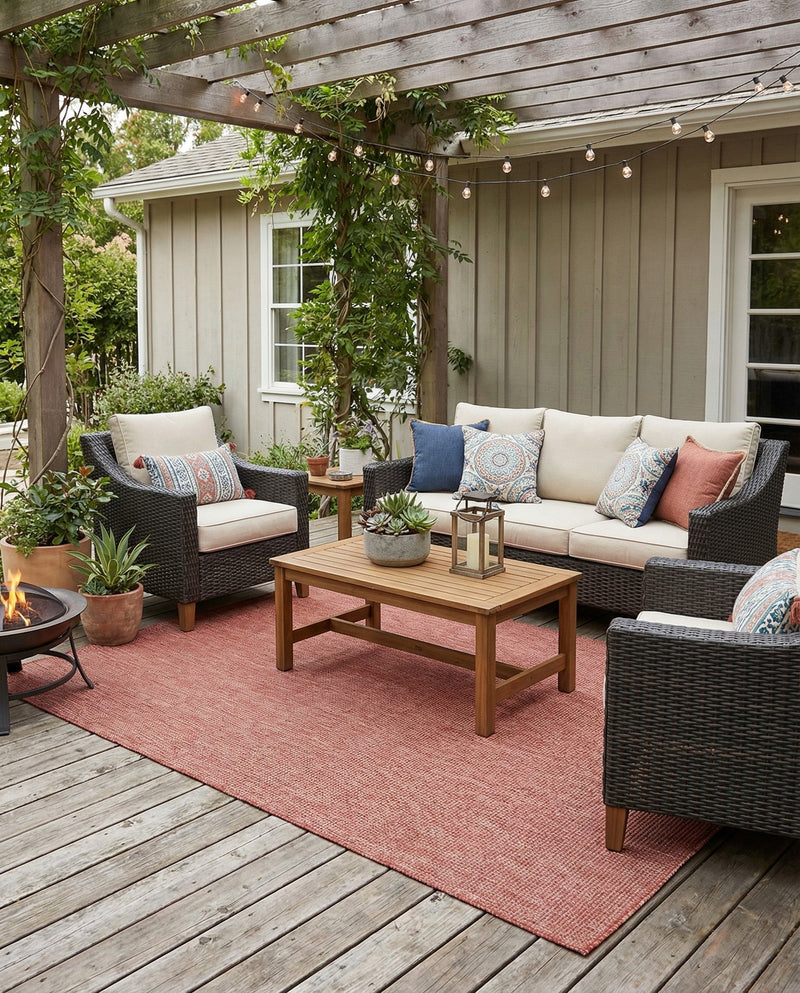 Seaside Serenity Collection Area Rug - Veranda (Rust Red) Rectangle Rust Red  lifestyle 23