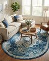 Beverly Grove Collection Area Rug - Melrose (Navy Blue) Oval Navy Blue  lifestyle 71