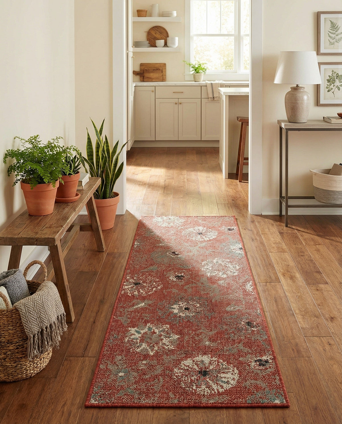 Seaside Blooms Collection Area Rug - Seychelles Runner Terracotta  lifestyle 146