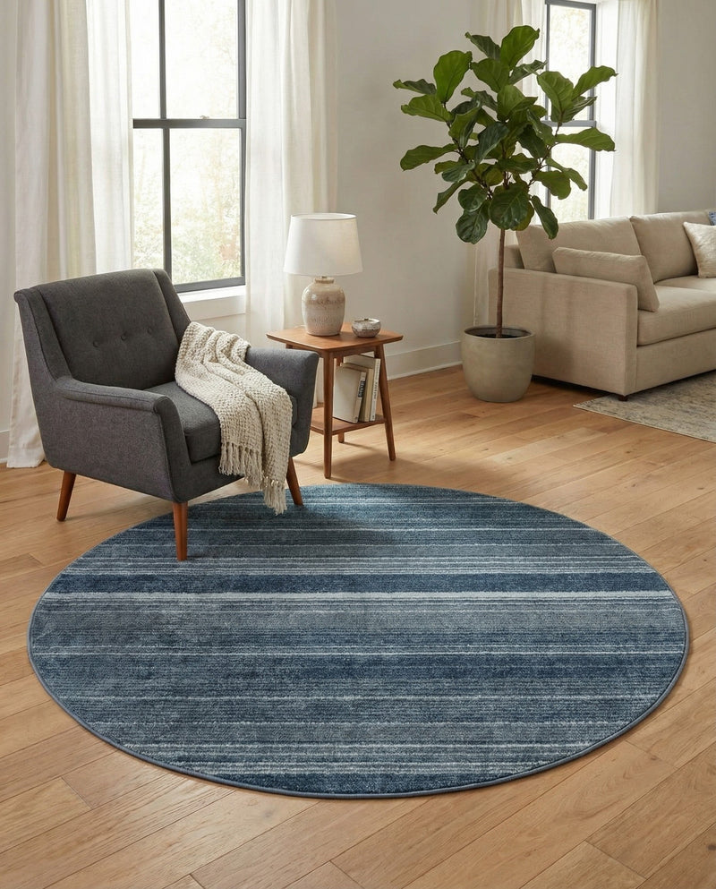 Jewel Oasis Collection Area Rug - Sapphire (Blue) Round Blue  lifestyle 75