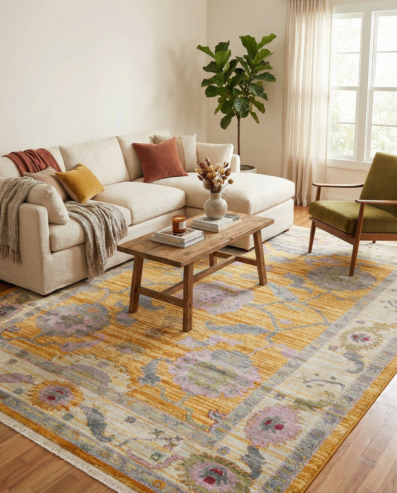 Arcadia Rugs Collection Area Rug - Eden (Yellow) Rectangle Yellow  lifestyle 29