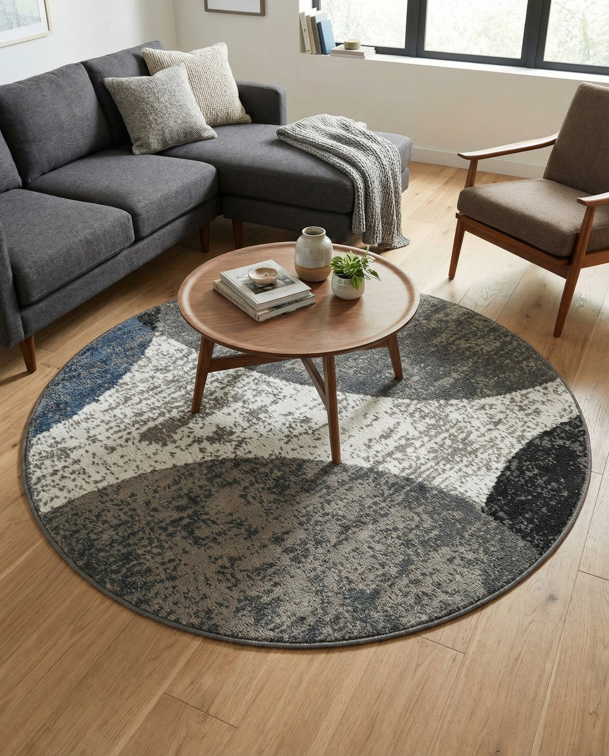 Copenhagen Edge Collection Area Rug -  Amager Round Multi  lifestyle 55