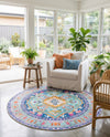 Heritage Elegance Collection Area Rug -  Taj Round Blue  lifestyle 64