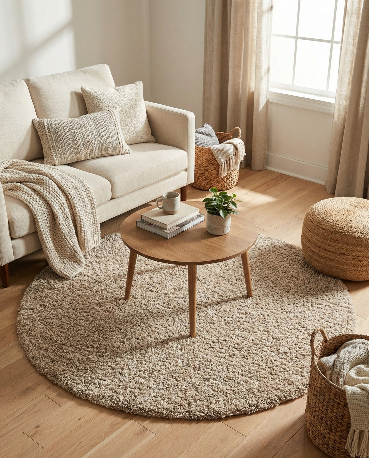 Alpine Plush Collection Area Rug - Verbier Round Beige  lifestyle 68