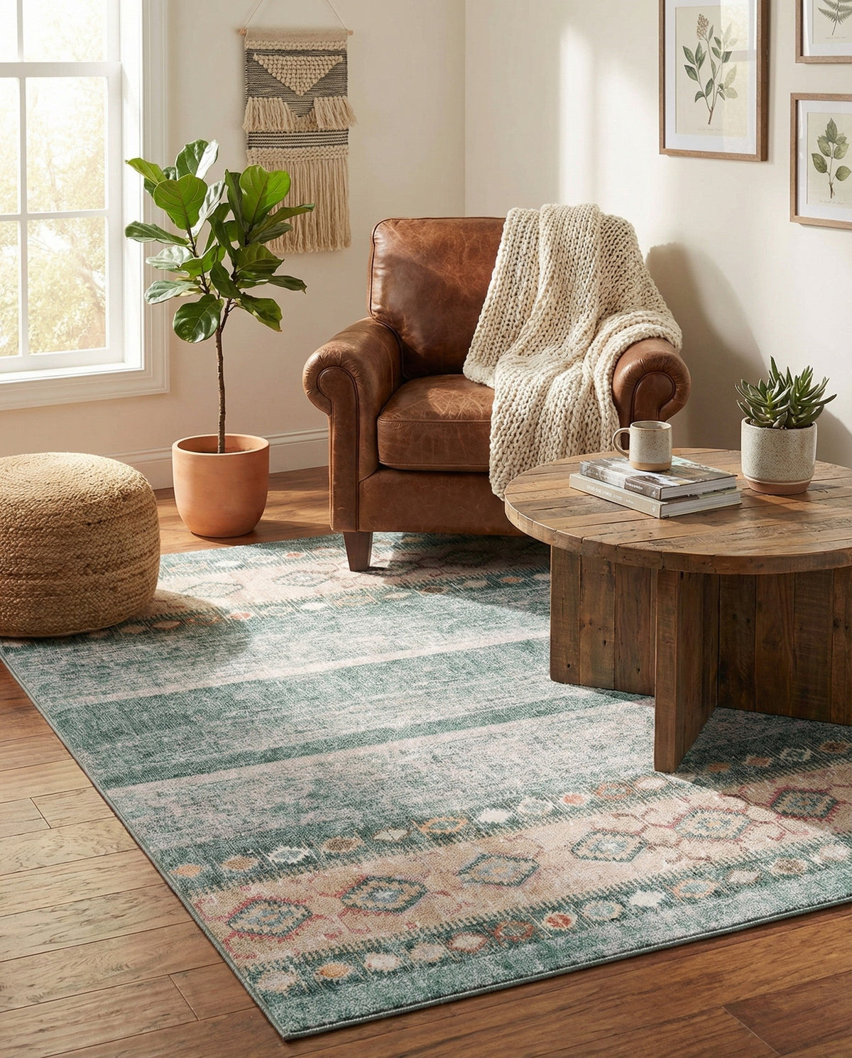 Heritage Elegance Collection Area Rug -  Edinburgh Square Green  lifestyle 129