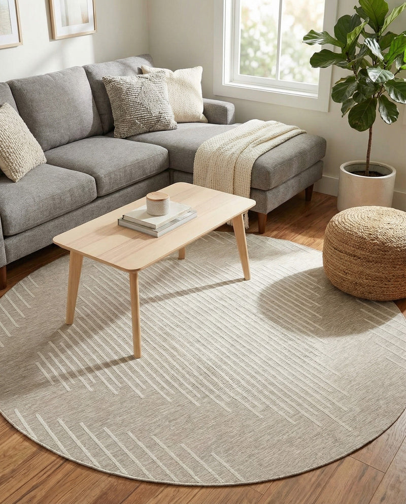 Urban Terrace Collection Area Rug -  Chelsea (Gray) Round Gray  lifestyle 37