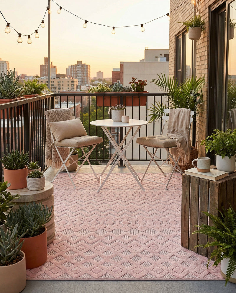 Garden Lattice Charm Collection Area Rug -  Pergola (Pink) Rectangle Pink  lifestyle 15