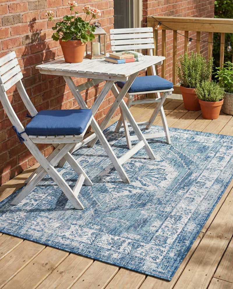 Patio Heritage Collection Area Rug -  Augusta (Blue) Rectangle Blue  lifestyle 33