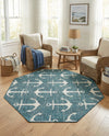 Seaside Haven Rugs Collection Area Rug - Sapphire (Teal) Octagon Teal  lifestyle 35