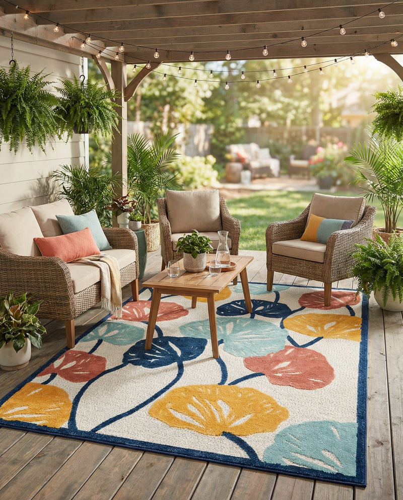 Caribbean Terrace Collection Area Rug -  Grenada Rectangle Ivory  lifestyle 36
