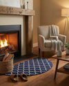 Lattice Gardens Collection Area Rug -  Bloomfield (Dark Blue) Hearth Dark Blue  lifestyle 86