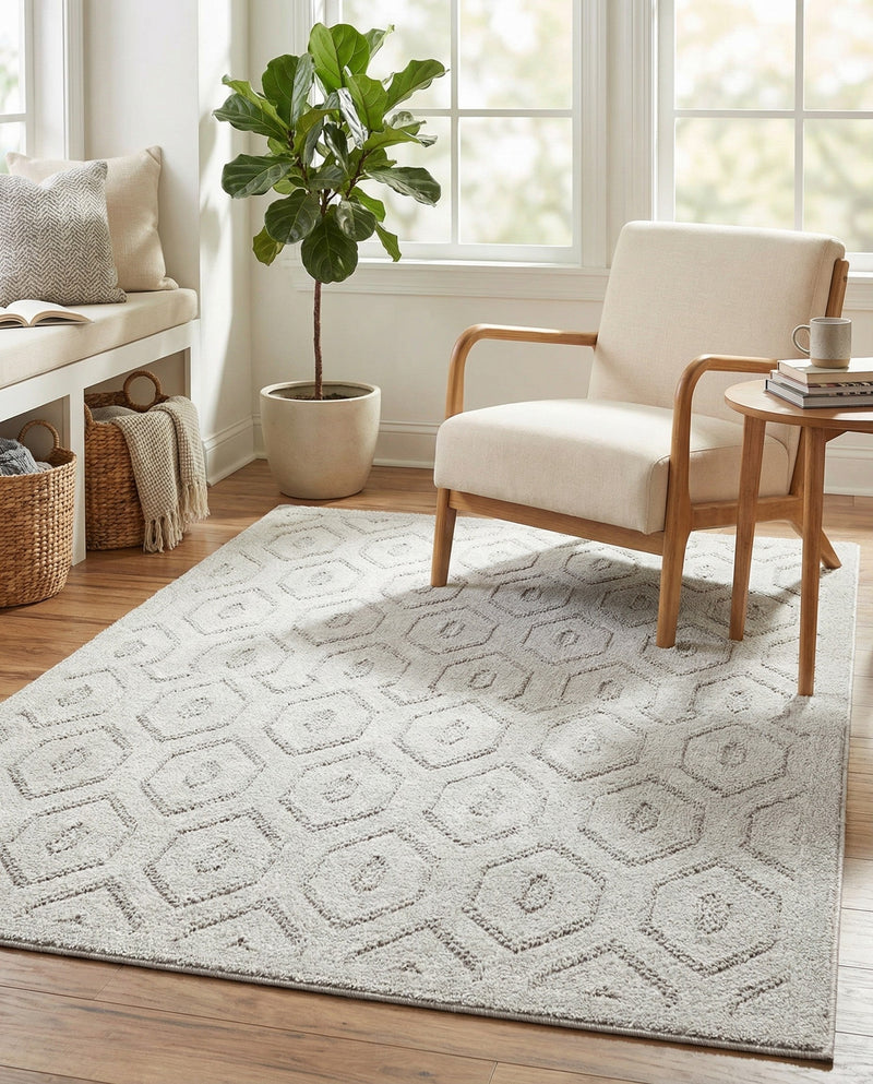 Garden Lattice Charm Collection Area Rug - Arbor (Grey) Rectangle Grey  lifestyle 12