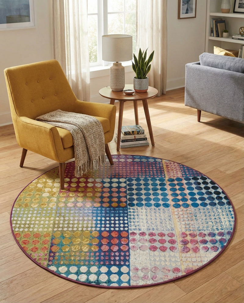 Urban Terrace Collection Area Rug -  Atrium Round Multi  lifestyle 69
