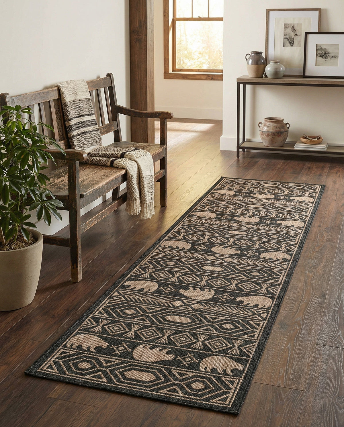Mesa Oasis Rugs Collection Area Rug - Sundown Runner Black  lifestyle 144