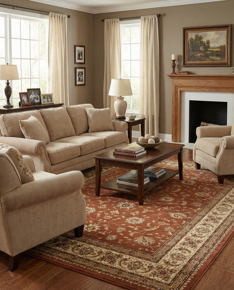 Jaipur Elegance Collection Area Rug -  Nahargarh (Brick Red Light Rose) Rectangle Brick Red Light Rose  lifestyle 16