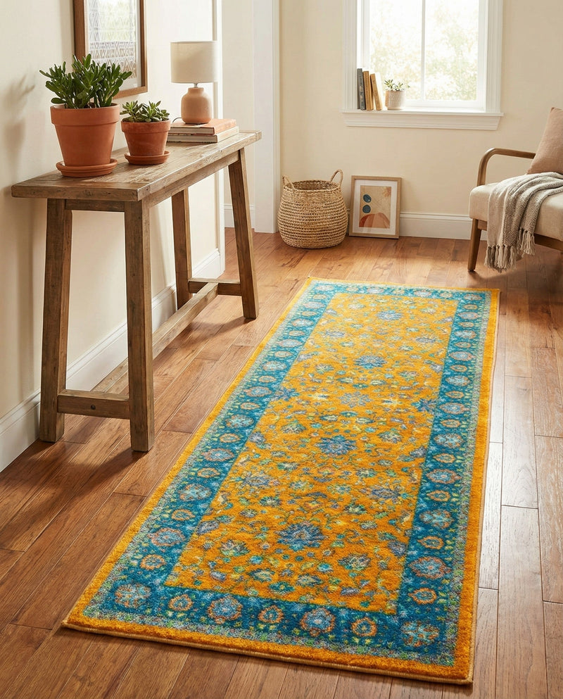 Casablanca Tapestry Collection Area Rug -  Marrakech (Sunshine Yellow) Runner Sunshine Yellow  lifestyle 51