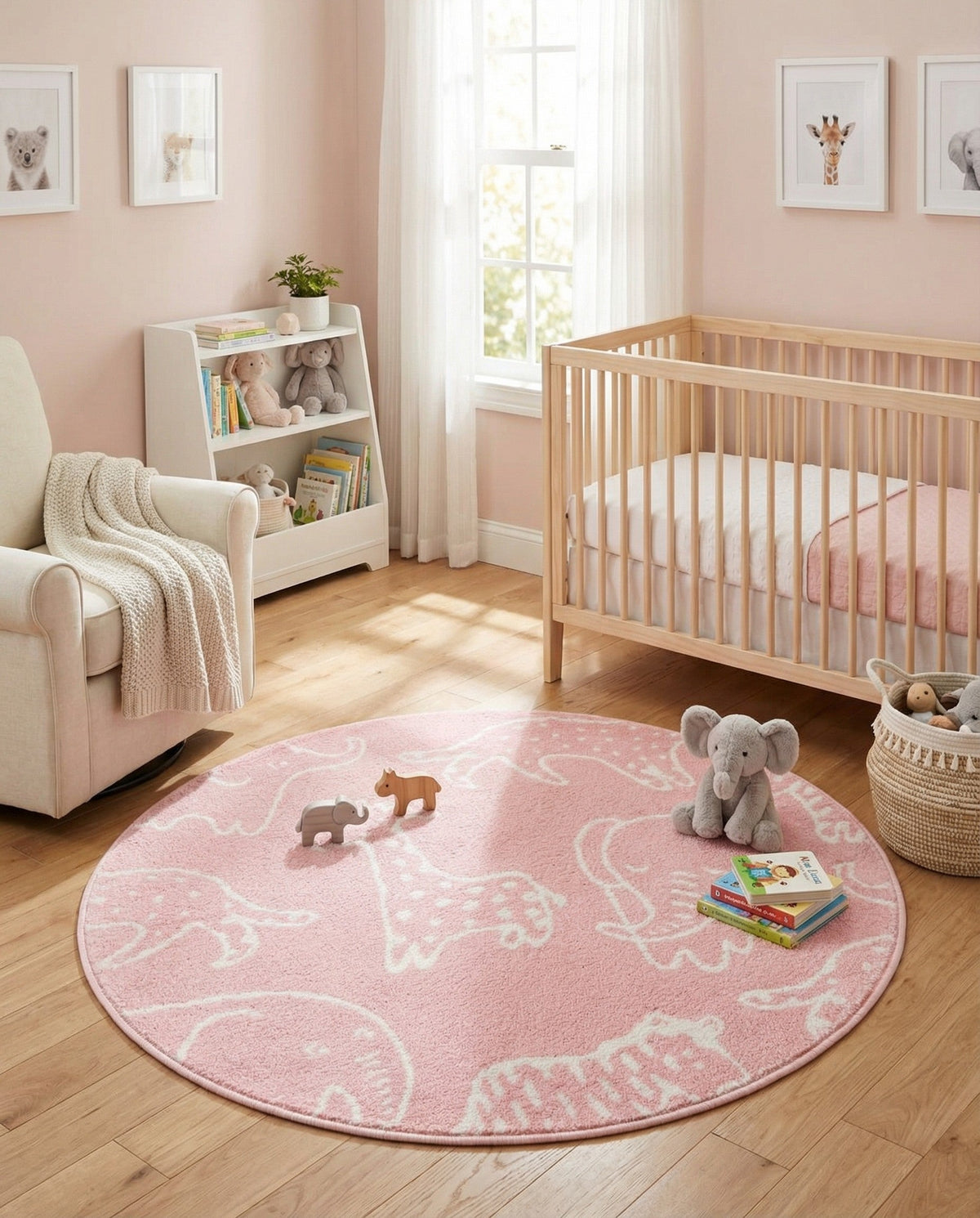 Wonder Tykes Collection Area Rug -  Spectrum Round Pink  lifestyle 156