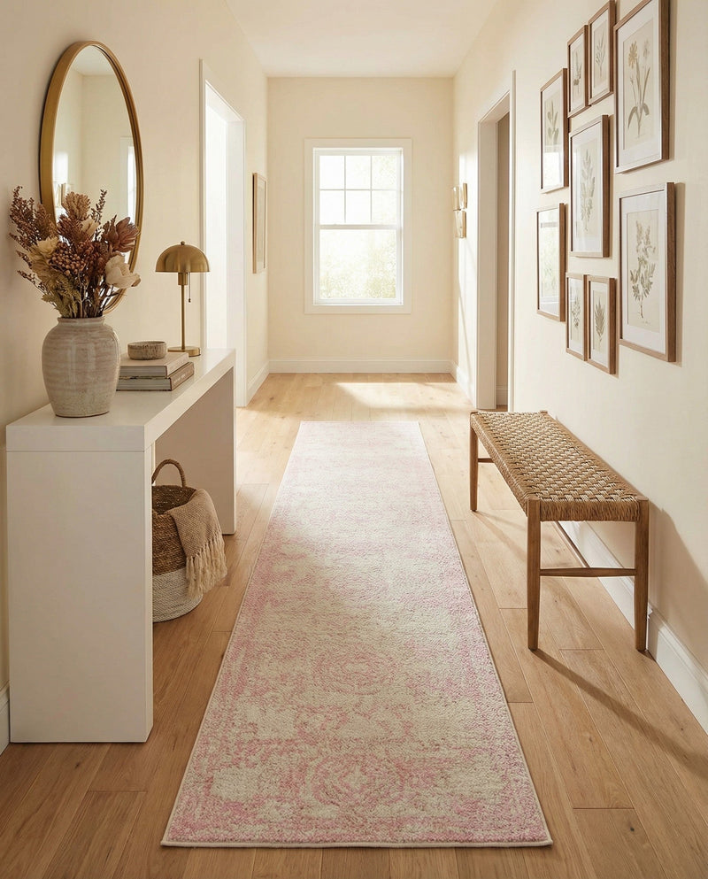 Dover Terrace Collection Area Rug -  Lagoon (Pink) Runner Pink  lifestyle 49