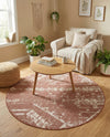 Desert Nomad Terrace Collection Area Rug - Sahara (Rust Red) Round Rust Red  lifestyle 58