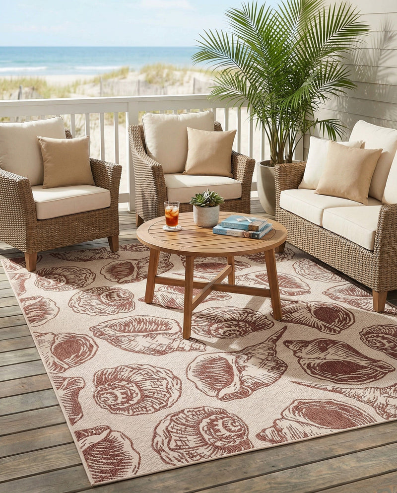 Seaside Haven Rugs Collection Area Rug -  Lighthouse (Ivory Rust Red) Rectangle Ivory Rust Red  lifestyle 12