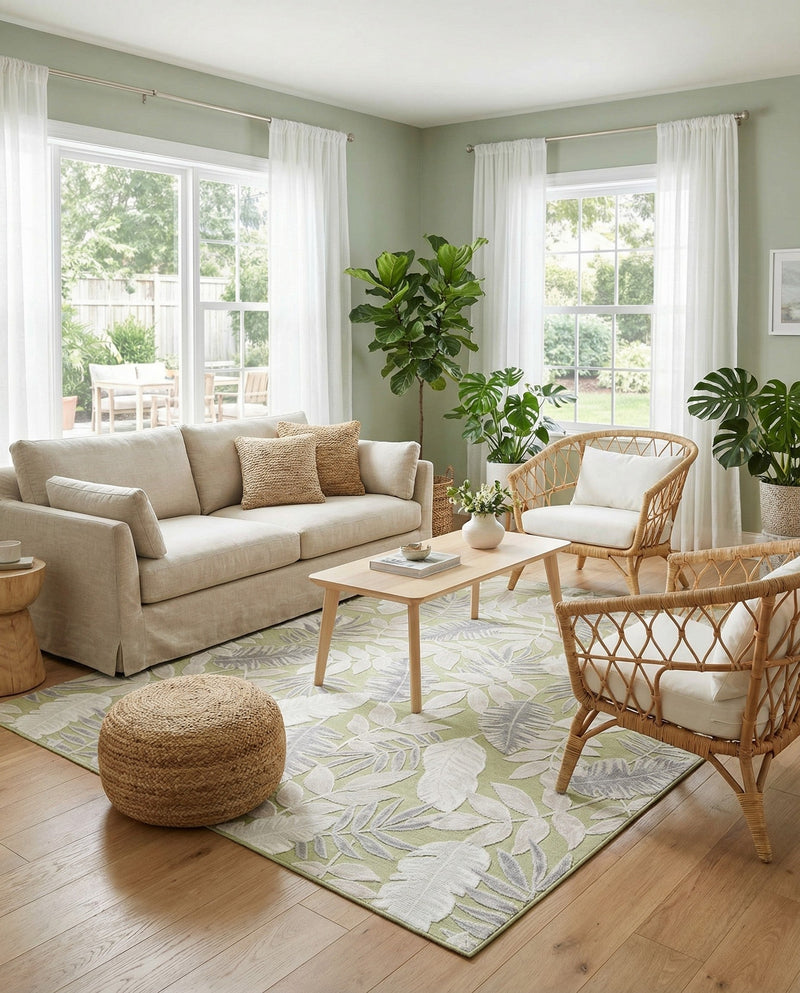 Seaside Blooms Collection Area Rug -  Serene Rectangle Green  lifestyle 26