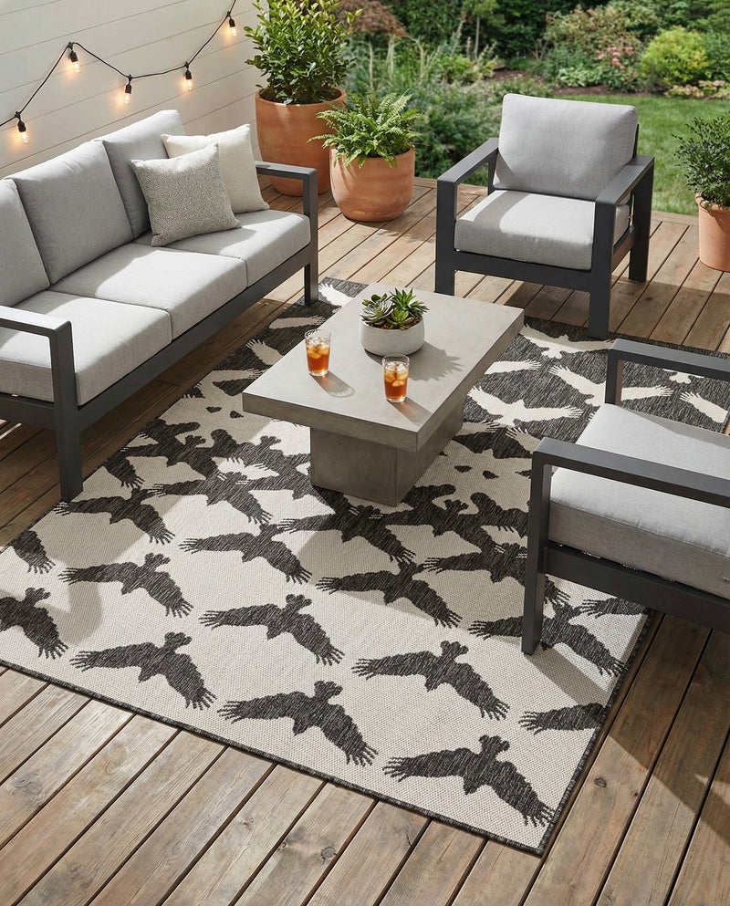 Urban Terrace Collection Area Rug -  Gramercy Rectangle Black and White  lifestyle 12