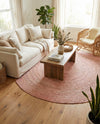 Woven Seaside Jute Collection Area Rug - Savannah (Light Pink) Round Light Pink  lifestyle 71