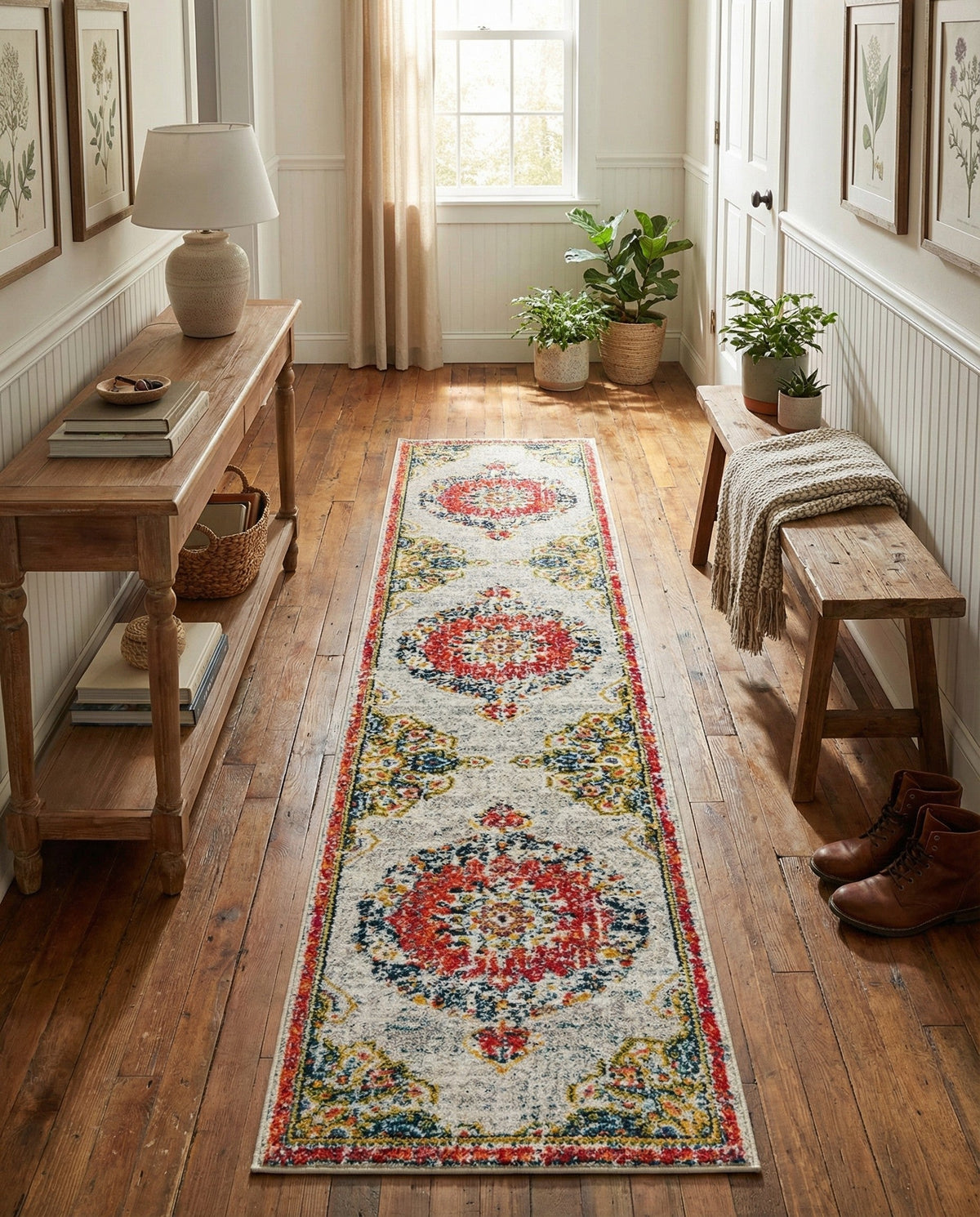 Brighton Terrace Collection Area Rug - Hove (Ivory) Runner Ivory  lifestyle 75