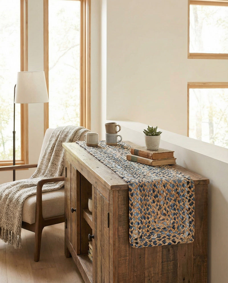 Woven Udaipur Collection Area Rug - Sahara Table Runner Natural  lifestyle 61