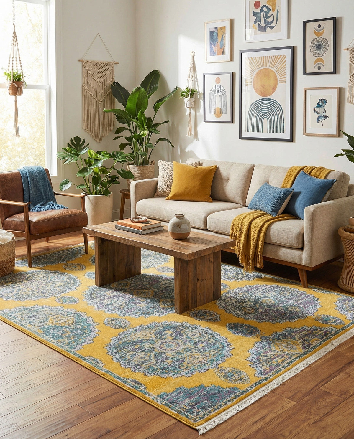 Arcadia Rugs Collection Area Rug -  Atlantis (Yellow) Rectangle Yellow  lifestyle 12